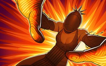 1girl apron black_apron black_gloves bomb_devil_(chainsaw_man) breasts chainsaw_man drugsandsocks dynamite elbow_gloves explosive gloves grey_panties highres incoming_attack object_head outstretched_arms panties small_breasts solo underwear