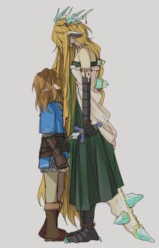 1boy 1girl absurdres highres light_dragon_(zelda) link monster_arm mori_(vvmorivv) nintendo size_difference tagme tears the_legend_of_zelda the_legend_of_zelda:_tears_of_the_kingdom