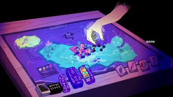 Rule 34 | 1other, aubrey (headspace) (omori), aubrey (omori), basil (headspace) (omori), basil (omori), black hair, card, commentary, copyright request, dice, disembodied hand, green hair, hero (headspace) (omori), hero (omori), highres, holding, holding knife, honshiya, kel (headspace) (omori), kel (omori), knife, mari (headspace) (omori), mari (omori), omori, omori (omori), picnic blanket, purple hair, solo, translation request, untranslatable commentary