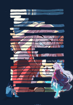 Rule 34 | 3girls, animal ears, black kimono, blackout poetry, blue skirt, cho kaguya-hime!, closed eyes, commentary, crescent, crescent hair ornament, dog, english commentary, english text, frographite, grin, hair ornament, high heels, highres, hugging own legs, inudoge, japanese clothes, kaguya (cho kaguya-hime!), kimono, knees up, long hair, long sleeves, lop rabbit ears, multiple girls, pleated skirt, profile, rabbit ears, red kimono, runami yachiyo, sakayori iroha, school uniform, serafuku, sitting, skirt, smile, standing, white hair, wide sleeves