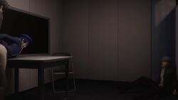 1girl 2boys 3d adachi_tooru animated arms_behind_back audible_speech bent_over blue_hair blue_hat bottomless cuffs english_audio handcuffed handcuffs hat hetero imjustthatkinky indoors multiple_boys narukami_yu netorare persona persona_4 rape sex sex_from_behind shirogane_naoto smango3d sound spanked spanking table tagme tigressdeensfw tohru_adachi video