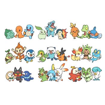 Rule 34 | :t, arms behind head, berry (pokemon), bulbasaur, charmander, chespin, chikorita, chimchar, closed eyes, commentary request, cyndaquil, fennekin, froakie, fuecoco, full body, gen 1 pokemon, gen 2 pokemon, gen 3 pokemon, gen 4 pokemon, gen 5 pokemon, gen 6 pokemon, gen 7 pokemon, gen 8 pokemon, grookey, jumping, litten, mudkip, nintendo, no humans, open mouth, oshawott, piplup, pokemon, pokemon (creature), pokemon focus, popplio, quaxly, rowlet, scorbunny, smile, snivy, sobble, sprigatito, squirtle, starter pokemon trio, tepig, torchic, totodile, treecko, turtwig, upiupisyo