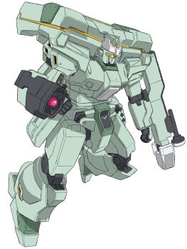 absurdres assault_visor clenched_hands ewac_jegan gundam gundam_unicorn highres jegan laser_pointer mecha mecha_focus mecha_kaku_man no_humans robot sensor solo white_background