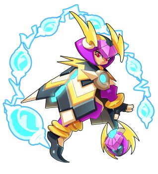 1girl absurdres android biometal bob_cut bodysuit cloak commission dark-skinned_female dark_skin dynatron_(mighty_no._9) electricity full_body highres mega_man_(series) mega_man_zx mighty_no._9 purple_hair red_eyes redesign robot_girl short_hair simple_background smile solo tagme ultimatemaverickx white_background