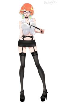 1girl :p bespectacled black_choker black_garter_belt black_necktie black_skirt black_thighhighs breasts choker clothes_grab crop_top dadangge earrings feather_earrings feathers full_body garter_belt glasses high_heels highres hololive hololive_english jewelry large_breasts looking_at_viewer midriff miniskirt navel necktie necktie_grab neckwear_grab office_lady orange_hair orange_nails panty_straps pencil_skirt shirt short_hair simple_background skirt sleeveless sleeveless_shirt solo takanashi_kiara thighhighs tongue tongue_out virtual_youtuber white_background