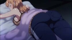 1boy 1girl ane_wa_yanmama_junyuu-chuu animated anus ass bed_sheet blonde_hair blush bouncing_breasts breasts brother_and_sister brown_eyes cheating_(relationship) clothes_pull cross-section cum cum_in_pussy cum_on_ass cum_on_body cum_overflow earrings engawa_suguru english_text eyelashes grabbing_another&#039;s_ass groping hetero huge_breasts hugging_object incest indoors interior jewelry lips long_hair lying mature_female moaning nail_polish nipple_stimulation nipple_tweak nipples nude off_shoulder on_bed on_stomach one_eye_closed open_mouth panties panty_pull penis pillow pillow_hug pussy saliva sano_aika sano_takuya sex sex_from_behind shiny_skin siblings sound standing strap_slip stud_earrings subtitled sweat tagme tears trembling underwear video