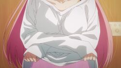 1boy 1girl animated anime_screenshot armpits babydoll bed black_hair bra breasts class_no_daikirai_na_joshi_to_kekkon_suru_koto_ni_natta. cleavage highres houjou_saito lingerie long_hair navel on_bed panties pink_babydoll pink_bra pink_eyes pink_hair pink_panties sakuramori_maho see-through_clothes small_breasts sound stomach tagme tears thighs two_side_up underwear undressing video