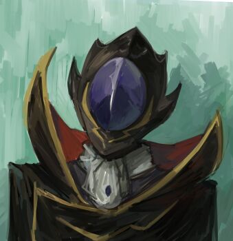 1boy aqua_background black_capelet cape capelet code_geass highres kornod lelouch_vi_britannia looking_at_viewer male_focus masked red_cape solo two-sided_cape two-sided_fabric zero_(code_geass)