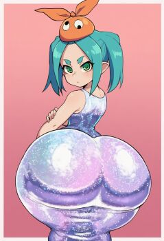 ai-generated amiamia ass blue_hair dress huge_ass monogatari_(series) ononoki_yotsugi shortstack thick_thighs thighs wide_hips