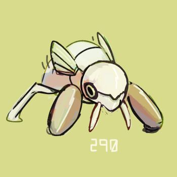 Rule 34 | gen 3 pokemon, green background, highres, kurapixel, nincada, nintendo, no humans, numbered, pokemon, pokemon (creature), simple background, solo