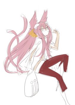 Rule 34 | 1girl, absurdres, animal ears, blazblue, glasses, highres, ikuhana niiro, kokonoe (blazblue), pants, tagme, tail