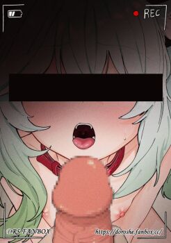 1boy 1girl animated animated_gif battery_indicator bdsm blush breasts censored censored_identity collar completely_nude doroshe_(sdpw8474) erection facing_viewer genshin_impact hetero legs loli long_hair male_masturbation masturbation mosaic_censoring nahida_(genshin_impact) nipples nude open_mouth penis ponytail pov pov_hands recording red_collar side_ponytail sitting slave small_breasts solo_focus teeth thighs tongue tongue_out uvula viewfinder watermark web_address