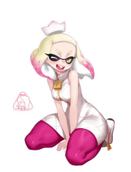 1girl little_blood pearl_(splatoon) simple_background solo splatoon_(series) splatoon_2 white_background