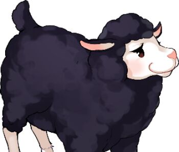 animal_focus artist_request black_fur black_sheep black_tail closed_mouth furrowed_brow light_blush lowres mabinogi nexon no_humans official_art pan_(mabinogi) second-party_source sheep simple_background smile standing transparent_background