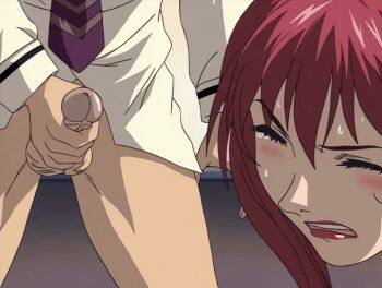 00s 1boy 1girl 2001 age_difference animated animated_gif bible_black bible_black_night_of_the_walpulgiss blush closed_eyes earrings implied_sex jewelry lipstick long_hair makeup masturbation mature_female older_female_and_younger_male open_mouth penis rape red_hair red_lips school_uniform sex sweat tagme takashiro_hiroko teacher_and_student tears