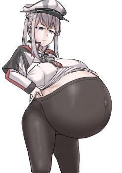 Rule 34 | 1girl, absurdres, breasts, cowboy shot, garylin, highres, large breasts, maternity pantyhose, pantyhose, pregnant, solo, stretch marks