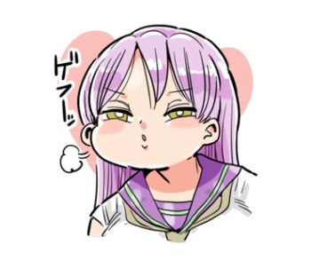 1girl bad_tag kiliu long_hair looking_at_viewer neckerchief parted_lips puff_of_air purple_hair sailor_collar school_uniform serafuku shirt solo transparent_background upper_body yellow_eyes