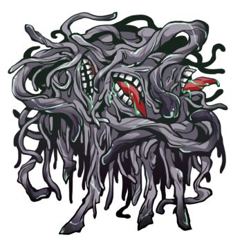 1other call_of_cthulhu commentary_request cthulhu_mythos dark_young_of_shub-niggurath extra_mouth hooves monster no_humans open_mouth simple_background slime_(substance) solo tentacles tmtkai tongue tongue_out white_background