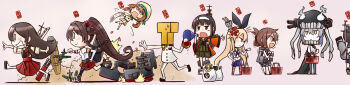 10s 1boy 6+girls :> @_@ abyssal_ship admiral_(kancolle) aircraft airplane akagi_(kancolle) ammunition anchor_hair_ornament anger_vein bad_id bad_pixiv_id batsubyou black_hair blonde_hair blunt_bangs bodysuit braid breasts broken brown_hair cannon cape character_name coin_purse commentary drooling elbow_gloves enemy_aircraft_(kancolle) error_musume flower folded_ponytail fubuki_(kancolle) girl_holding_a_cat_(kancolle) glaring gloves glowing glowing_eyes hair_flower hair_ornament hair_ribbon hairband hat highres ido_(teketeke) in_container inazuma_(kancolle) jitome kantai_collection kitakami_(kancolle) long_hair long_image looking_back megaphone military military_uniform multiple_girls naval_uniform o_o out_of_frame pale_skin personification pointing ponytail queue quiver rensouhou-chan ribbon school_uniform serafuku shimakaze_(kancolle) ship_turret shopping_basket short_hair shoshinsha_mark silver_hair single_braid skirt striped_legwear t-head_admiral thighhighs trembling wide_image wo-class_aircraft_carrier yamato_(kancolle)