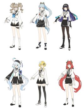6+girls absurdres ahoge ayaka_(genshin_impact) barbara_(genshin_impact) black_hair blonde_hair blue_eyes blue_hair blunt_bangs bug dl_(dl_6ix) dress drill_hair fake_horns firefly flower furina_(genshin_impact) genshin_impact hair_between_eyes hair_flower hair_ornament hair_ribbon highres horns idol_clothes insect long_hair long_sleeves lumine_(genshin_impact) mole mole_under_eye multicolored_hair multiple_girls nilou_(genshin_impact) ponytail red_eyes red_hair ribbon short_hair_with_long_locks twin_drills twintails white_hair yellow_eyes yun_jin_(genshin_impact)