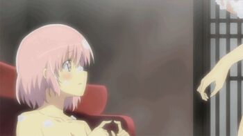 10s 2girls animated animated_gif bathing bouncing_breasts breasts censored convenient_censoring curly_hair haruka_(senran_kagura) hibari_(senran_kagura) hug huge_breasts lowres multiple_girls censored_nipples nude pink_hair screencap senran_kagura soap_bubbles yuri