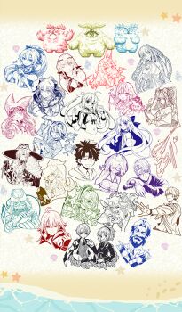 6+boys 6+girls aesc_(fate) aesc_(savior)_(fate) artist_collaboration artoria_caster_(fate) artoria_caster_(swimsuit_berserker)_(first_ascension)_(fate) artoria_caster_(swimsuit_berserker)_(third_ascension)_(fate) artoria_pendragon_(fate) asclepius_(fate) asclepius_(second_ascension)_(fate) baobhan_sith_(fate) baobhan_sith_(swimsuit_pretender)_(fate) baobhan_sith_(swimsuit_pretender)_(first_ascension)_(fate) barghest_(fate) beach burnunnos_(fate) chibi chloe_von_einzbern chloe_von_einzbern_(swimsuit_avenger) chloe_von_einzbern_(swimsuit_avenger)_(first_ascension) choco_(chocolate_shop) cnoc_na_riabh_(fate) cnoc_na_riabh_(swimsuit_foreigner)_(fate) collage colored_lineart conch creature dual_persona edward_teach_(fate) endo_(takolegs) fate/grand_order fate_(series) footprints fujimaru_ritsuka_(male) fujimaru_ritsuka_(male)_(summer_street) gawain_(fate) gawain_(scion_of_summer)_(fate) habetrot_(fate) henry_jekyll_(fate) hiroyama_hiroshi huyan_zhuo_(fate) illyasviel_von_einzbern jeanne_d&#039;arc_alter_(fate) jeanne_d&#039;arc_alter_(swimsuit_berserker)_(fate) jekyll_and_hyde_(fate) kuroi_susumu kyokutei_bakin_(fate) lancelot_(fate/grand_order) lancelot_(strongest_knight_of_summer)_(fate) lineart marushin_(denwa0214) mash_kyrielight mash_kyrielight_(swimsuit_of_perpetual_summer_ver.02) medb_(fate) melon22 melusine_(fate) melusine_(swimsuit_ruler)_(fate) michihasu miss_crane_(fate) miyu_edelfelt mochizuki_kei monster mordred_(fate) mordred_(formal_dress)_(fate) morgan_le_fay_(fate) morgan_le_fay_(water_princess)_(fate) morii_shizuki multiple_boys multiple_girls oceanunnos_(fate) official_art paw_print pixel_art_inset saipaco sand scallop seashell servant_summer_festival!_2023 shell shigatake shimadoriru shirahama_kamome star_(symbol) succunnos_(fate) sumisu_(rinsumi) suzuka_gozen_(fate) suzuka_gozen_(swimsuit_rider)_(fate) swimsuit syatey takayama_kisai takenoko_seijin takeuchi_takashi third-party_source tomoe_gozen_(fate) tomoe_gozen_(swimsuit_saber)_(fate) tomoe_gozen_(swimsuit_saber)_(first_ascension)_(fate) tristan_(fate) tsukumo_(soar99) variant_set wada_arco water zen_tainaka