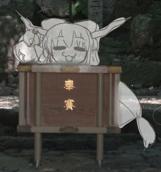 1girl :3 closed_eyes female_focus horns ibuki_suika nimu paper_child papercraft photo_(medium) solo third-party_edit touhou