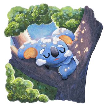 animal_focus closed_eyes fukyo gen_7_pokemon highres in_tree koala komala nintendo no_humans parted_lips pokemon pokemon_(creature) pokemon_focus sleeping tree