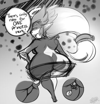 2012 2girls against_glass alternate_breast_size_(larger) arm_tattoo ass ass_focus backboob barefoot black_skin breasts close-up colored_skin commentary english_commentary english_text fang fang_out full_body giant giantess half-closed_eyes hand_on_own_hip helmet huge_ass large_breasts leg_tattoo long_hair midna monochrome multicolored_skin multiple_girls navel nintendo nude ponytail princess_zelda shortstack shoulder_blades sitting sitting_on_person size_difference smug sweatdrop sweetcreamfizz tattoo the_legend_of_zelda the_legend_of_zelda:_twilight_princess thick_thighs thighs two-tone_skin wide_hips