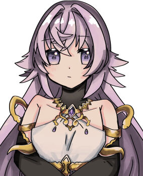 1girl artist_request bad_id bad_pixiv_id cleavage_cutout closed_mouth clothing_cutout grimms_notes highres long_hair looking_at_viewer magic_mirror_(grimms_notes) purple_hair solo upper_body