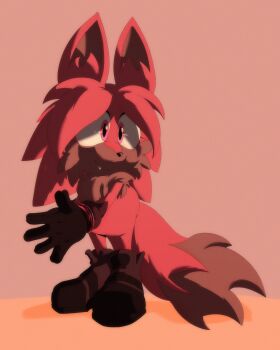 absurdres animal_ear_fluff animal_ears chest_fur child fluffy fox fox_ears fox_girl furry furry_female highres large_tail looking_to_the_side non-web_source original red_fox red_fur sabi sabi_the_fennec sabi_the_fox simple_background sonic_(series) tail