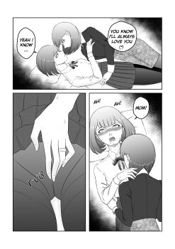 2girls absurdres age_difference bow cheating_(relationship) clothed_sex clothes_lift cuffs eros highres incest jewelry mole mother_and_daughter multiple_girls original pantyhose ring rubbing school_uniform sequential sex short_hair skirt skirt_lift speech_bubble wedding_ring yuri