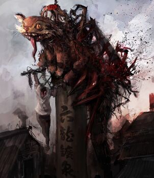 blood commentary_request corpse decapitation guro horror_(theme) industrial monster nekobus okapi slit_pupils tatarigami tonari_no_totoro tongue tongue_out translation_request what