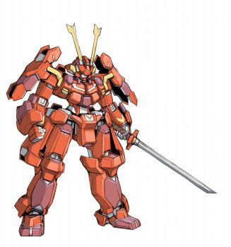 gundam kagekiyo mecha musha_gundam no_humans robot samurai simple_background solo sword tsuda_nanafushi virtual_on weapon white_background