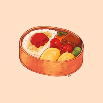 Rule 34 | bento, broccoli, cherry tomato, commentary, food, food art, food focus, kimipiyo (tenmiyakiyo), no humans, omelet, original, sausage, tako-san wiener, tamagoyaki, tenmiyakiyo, tomato, untranslatable commentary
