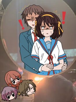 Rule 34 | coldplay kiss cam (meme), highres, meme, suzumiya haruhi, suzumiya haruhi no yuuutsu, yuiyu ki
