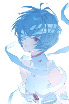 1girl ayanami_rei bandaged_arm bandaged_head bandages bare_shoulders blue_hair bodysuit breasts eyepatch fengguai floating_bandage highres loose_bandages mecha_pilot_suit medical_eyepatch medium_breasts messy_hair neon_genesis_evangelion parted_lips plugsuit_(evangelion) red_eyes short_hair simple_background sketch sleeveless sleeveless_bodysuit solo white_background white_bodysuit
