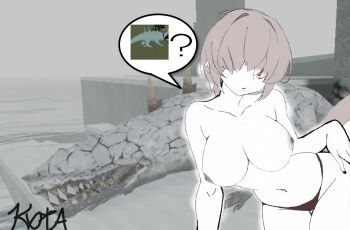 agamatsu breasts crocodilian_tail deepwoken highres kota_rico medium_breasts nude panties red_eyes tail thresher_(deepwoken) underwear void_thresher_(deepwoken) white_hair