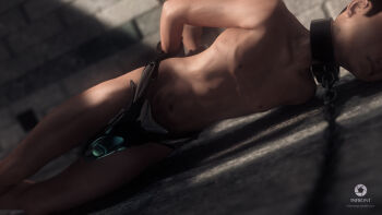 1boy bdsm bondage bound cell chain chastity_cage collar kakeru_nyc male_focus shota