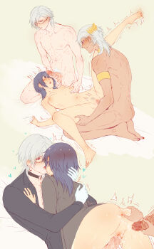 1girl 2boys a9864678 abs absurdres after_anal alternate_costume anal ancient_greek_clothes ass back bad_id bad_pixiv_id bishounen black_choker bottomless breasts carrying censored che_(path_to_nowhere) chief_(path_to_nowhere) chinese_text choker clone collar commentary_request earrings female_chief_(path_to_nowhere) female_pubic_hair french_kiss glasses grabbing_another&#039;s_breast greco-roman_clothes groping group_sex hetero highres jewelry kiss leg_up male_pubic_hair missionary mmf_threesome mr._fox_(path_to_nowhere) multiple_boys nail_polish nipple_stimulation nipple_tweak nude one_eye_closed path_to_nowhere penis penis_on_face pointless_censoring pubic_hair pussy sex spread_pussy threesome translation_request vaginal white_hair