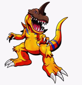 claws digimon greymon highres horn original red_eyes sharp_teeth skullgreymon tail teeth bad_tag