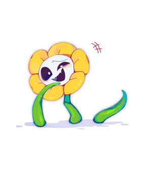 +++ :d black_mouth black_sclera colored_sclera commentary_request fangs flower flower_focus flowey_(undertale) frion622 halftone halftone_background highres looking_at_viewer no_humans open_mouth shadow simple_background skin_fangs smile solo undertale uneven_eyes utdr_(toby_fox) white_background white_eyes yellow_flower