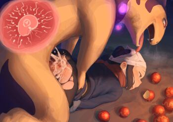 1boy 1girl 2024_pokemon_teraleak akari_(pokemon) berry berry_(pokemon) blue_eyes blue_hair censored doggystyle drooling fangs fertilization gen_2_pokemon half-closed_eyes headscarf hetero highres hisuian_typhlosion impregnation leggings mosaic_censoring nintendo open_mouth ovum pantyhose peachyp penis pokemon pokemon_(creature) pokemon_legends:_arceus pokephilia rape red_eyes scarf sex sex_from_behind sperm_cell tongue tongue_out torn_clothes torn_pantyhose typhlosion vaginal