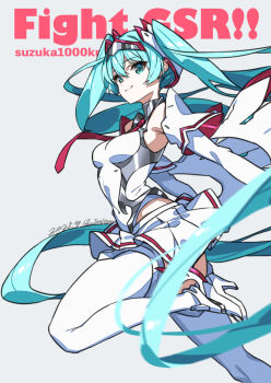 1girl aqua_eyes aqua_hair armpits bare_shoulders commentary_request covered_navel elbow_gloves fake_wings gloves goodsmile_company goodsmile_racing hatsune_miku headband high_heels long_hair looking_at_viewer miniskirt necktie pleated_skirt race_queen racing_miku racing_miku_(2025) red_necktie saitou_masatsugu skirt solo thighhighs twintails very_long_hair vocaloid white_thighhighs white_wrist_cuffs wings wrist_cuffs zettai_ryouiki