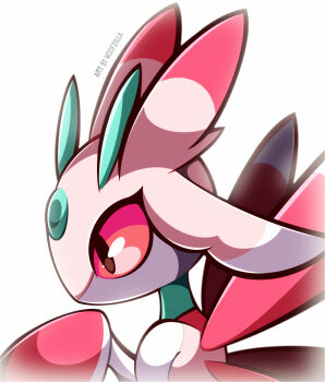 artist_name colored_sclera commentary english_commentary from_side gen_7_pokemon highres lurantis nintendo no_humans pink_eyes pink_sclera pokemon pokemon_(creature) simple_background solo upper_body white_background woofzilla