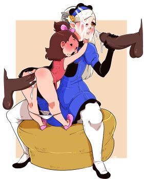 2boys 2girls absurdres age_difference ass ass_grab black_gloves blonde_hair blush bow brown_hair clothed_female_nude_male clothed_sex crossover cum cum_in_pussy cum_on_body dark-skinned_male dark_skin dress drooling ejaculation elbow_gloves expressionless facial from_behind full_body gloves hair_bow hair_ornament handjob hetero highres hug interracial kneepits large_insertion large_penis lavenza_(persona_5) legs loli moaning multiple_boys multiple_girls nuclear_wasabi nude one_eye_closed open_mouth outside_border overwatch overwatch_1 panties panty_pull penis persona persona_5 sex sitting skindentation spread_legs testicles thighs uncensored underwear vaginal vivi's_adventure vivi_(overwatch) vivi_(vivi's_adventure) white_legwear white_panties