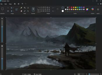 1other art_program_in_frame christian_young cloak cloud cloudy_sky dark fog from_behind full_body grey_sky holding holding_staff jagged_rocks microsoft_paint_(medium) microsoft_paint_(software) mountainous_horizon original outdoors scenery screencap shore sky solo staff standing