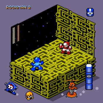2boys animated animated_gif crash_man humanoid_robot isometric looking_at_another mega_man_(classic) mega_man_(series) mega_man_2 met_(mega_man) multiple_boys pixel_art robot wanpaku_pixels