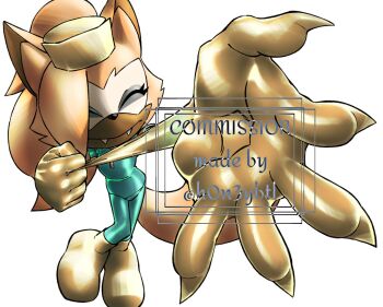 adjusting_clothes adjusting_gloves animal_ears bodysuit closed_eyes commission gloves h0n3ybtl hat latex latex_bodysuit latex_gloves nails_visible_through_gloves nurse nurse_cap sonic_(series) sonic_the_hedgehog_(idw) tail watermark whisper_the_wolf wolf_ears wolf_tail