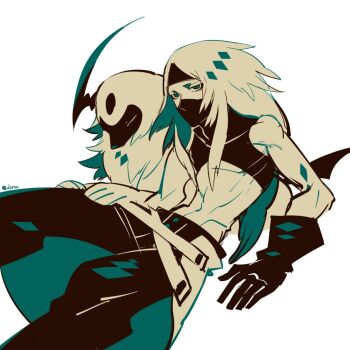 Rule 34 | 1boy, absol, commentary, cowboy shot, dated commentary, edarow, english commentary, gen 3 pokemon, gloves, limited palette, long hair, looking at viewer, male focus, nintendo, pokemon, pokemon (creature), pokemon bw, shadow triad, simple background, solo, very long hair, white background